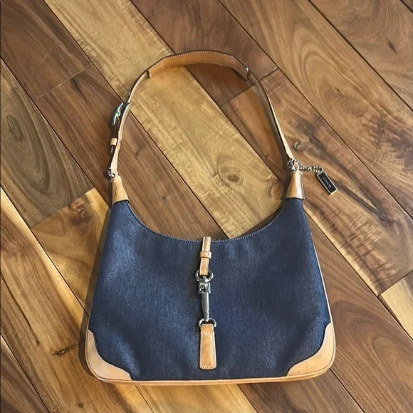 Vintage Coach Hamilton Hobo Denim Handbag Blue Y2K Rare Leather - Picture 3 of 7